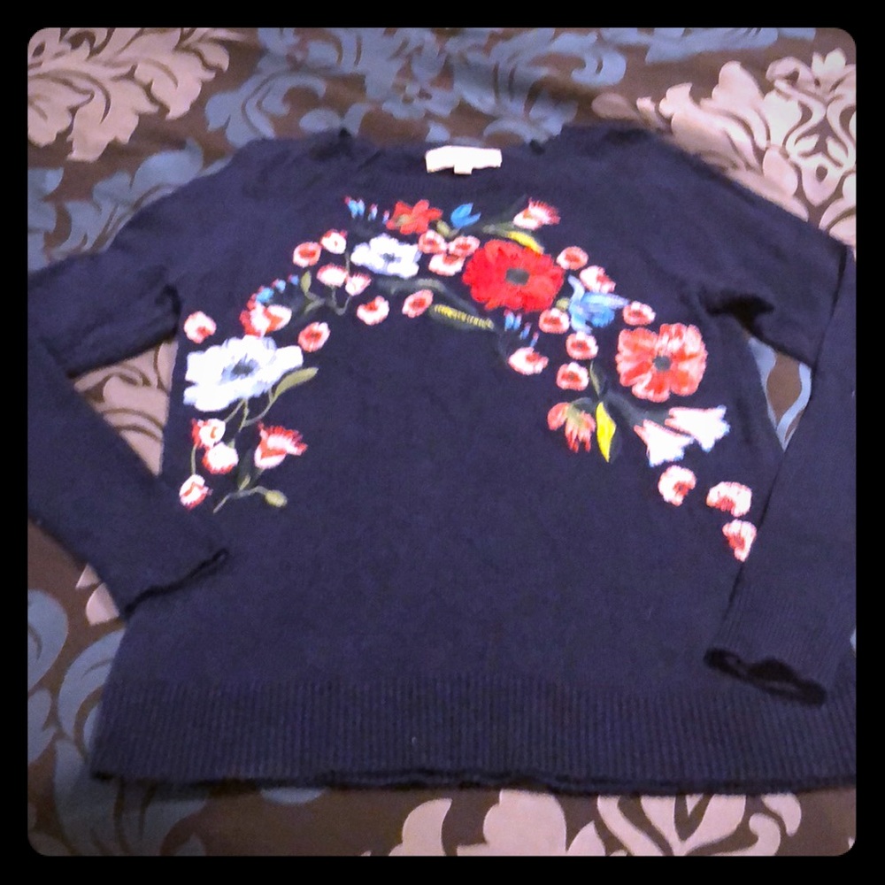 Navy blue Loft embroidered sweater